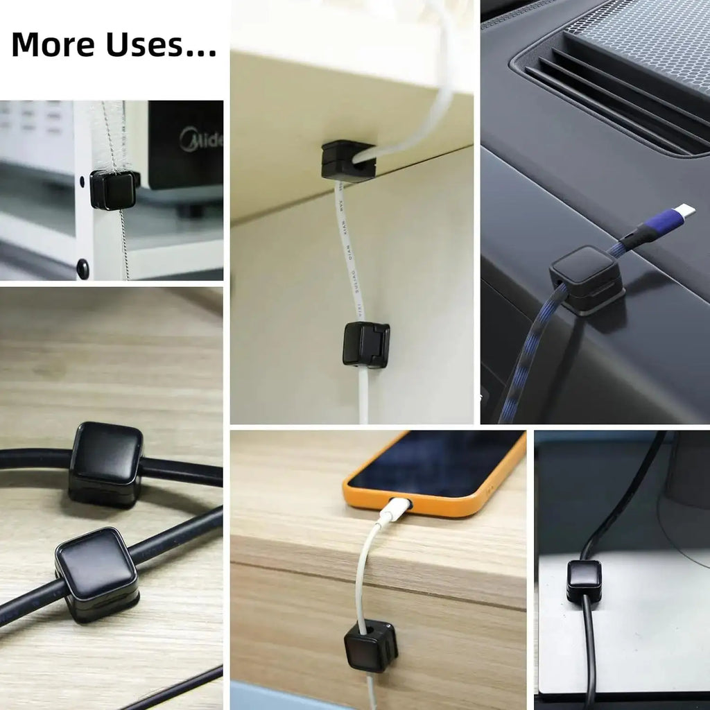 6 Pcs Desktop Magnetic Cable Clip Winder Holder Adhesive Wire Keeper Cord Cable Organizer USB Charging Cables Winder For Office