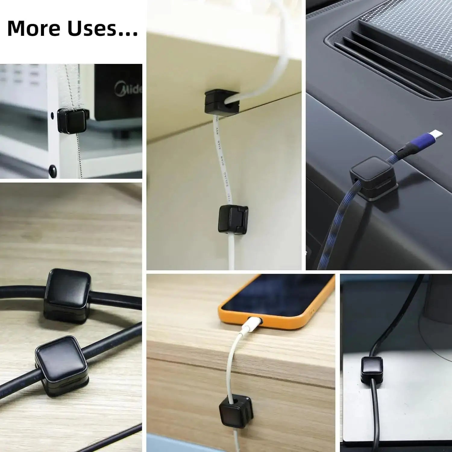 6 Pcs Desktop Magnetic Cable Clip Winder Holder Adhesive Wire Keeper Cord Cable Organizer USB Charging Cables Winder For Office