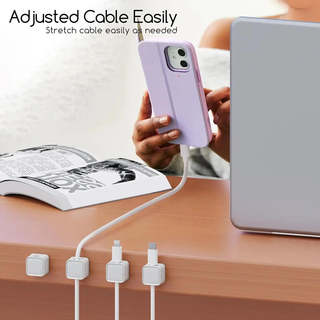6 Pcs Desktop Magnetic Cable Clip Winder Holder Adhesive Wire Keeper Cord Cable Organizer USB Charging Cables Winder For Office