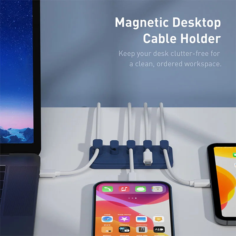 Magnetic Cable Management Holder Desktop Cable Clip Multipurpose Cord Keeper For Home Office For Mouse Charging Cables Storage