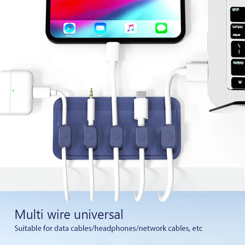 Magnetic Cable Management Holder Desktop Cable Clip Multipurpose Cord Keeper For Home Office For Mouse Charging Cables Storage