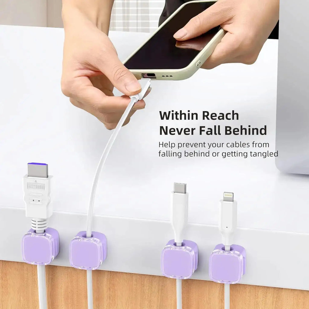 1/3/6 Pcs Magnetic Cable Organizer Cable Management Wire Keeper USB Data Cable Clips Winder Adjustable Cord Holder Under Desk