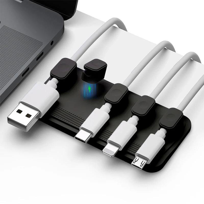 Magnetic Cable Management Holder Desktop Cable Clip Multipurpose Cord Keeper For Home Office For Mouse Charging Cables Storage