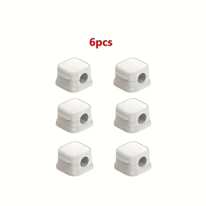 6pcs Magnetic Adhesive Cable Organizer Clips - Self-Adhesive Cord Holder, Strong Magnet Wire Management for Charging Cables
