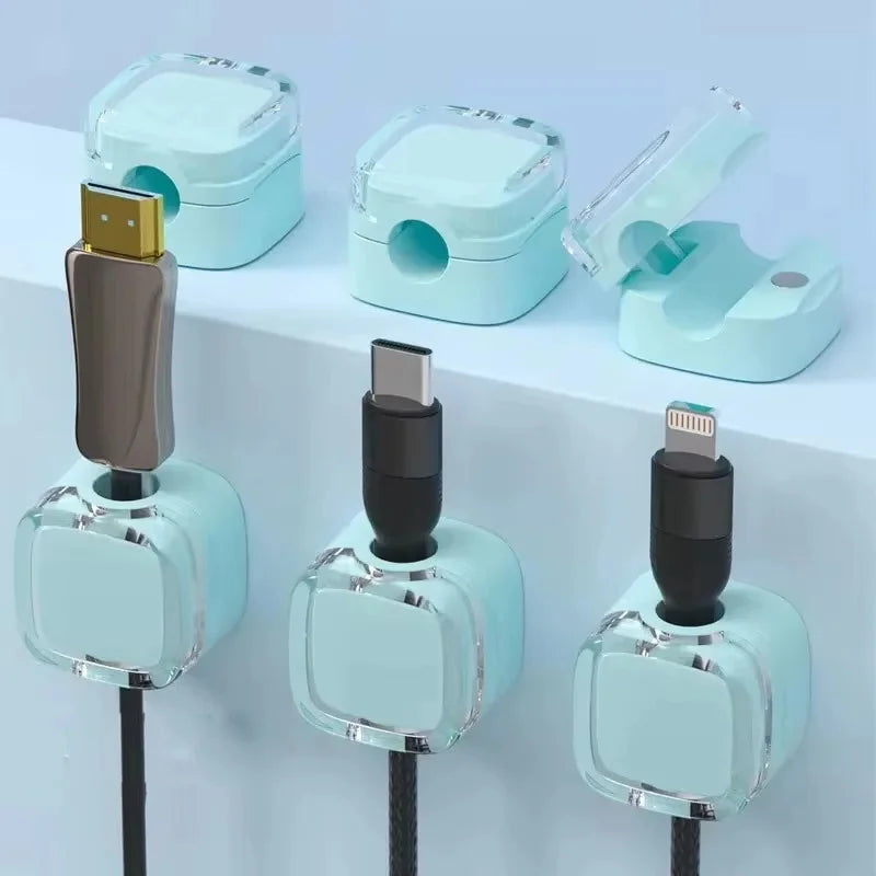 1/3/6 Pcs Magnetic Cable Organizer Cable Management Wire Keeper USB Data Cable Clips Winder Adjustable Cord Holder Under Desk