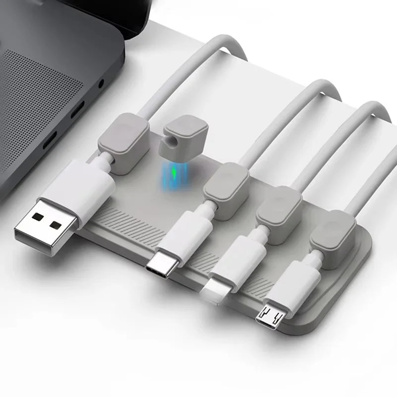 Magnetic Cable Management Holder Desktop Cable Clip Multipurpose Cord Keeper For Home Office For Mouse Charging Cables Storage