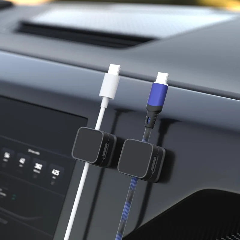 6pcs Magnetic Adhesive Cable Organizer Clips - Self-Adhesive Cord Holder, Strong Magnet Wire Management for Charging Cables