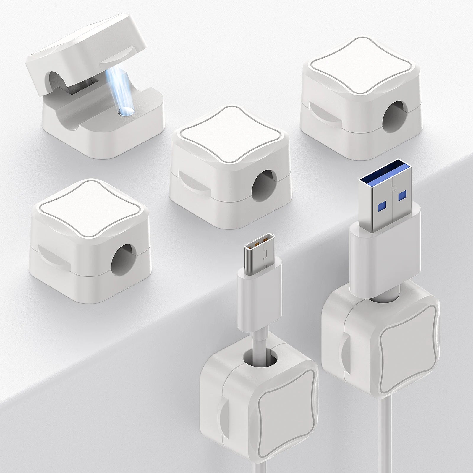 3/6/12 Pcs Magnetic Cable Clip Cord Holder Adhesive Wire Holder Keeper Organizer for Home Office Car Under Desk Cable Management