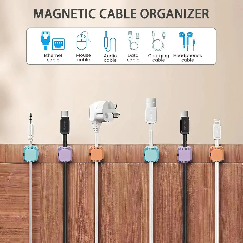 1/3/6 Pcs Magnetic Cable Organizer Cable Management Wire Keeper USB Data Cable Clips Winder Adjustable Cord Holder Under Desk