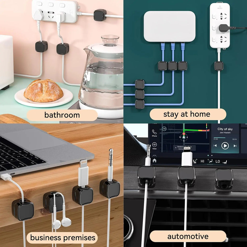 3/6/12 Pcs Magnetic Cable Clip Cord Holder Adhesive Wire Holder Keeper Organizer for Home Office Car Under Desk Cable Management