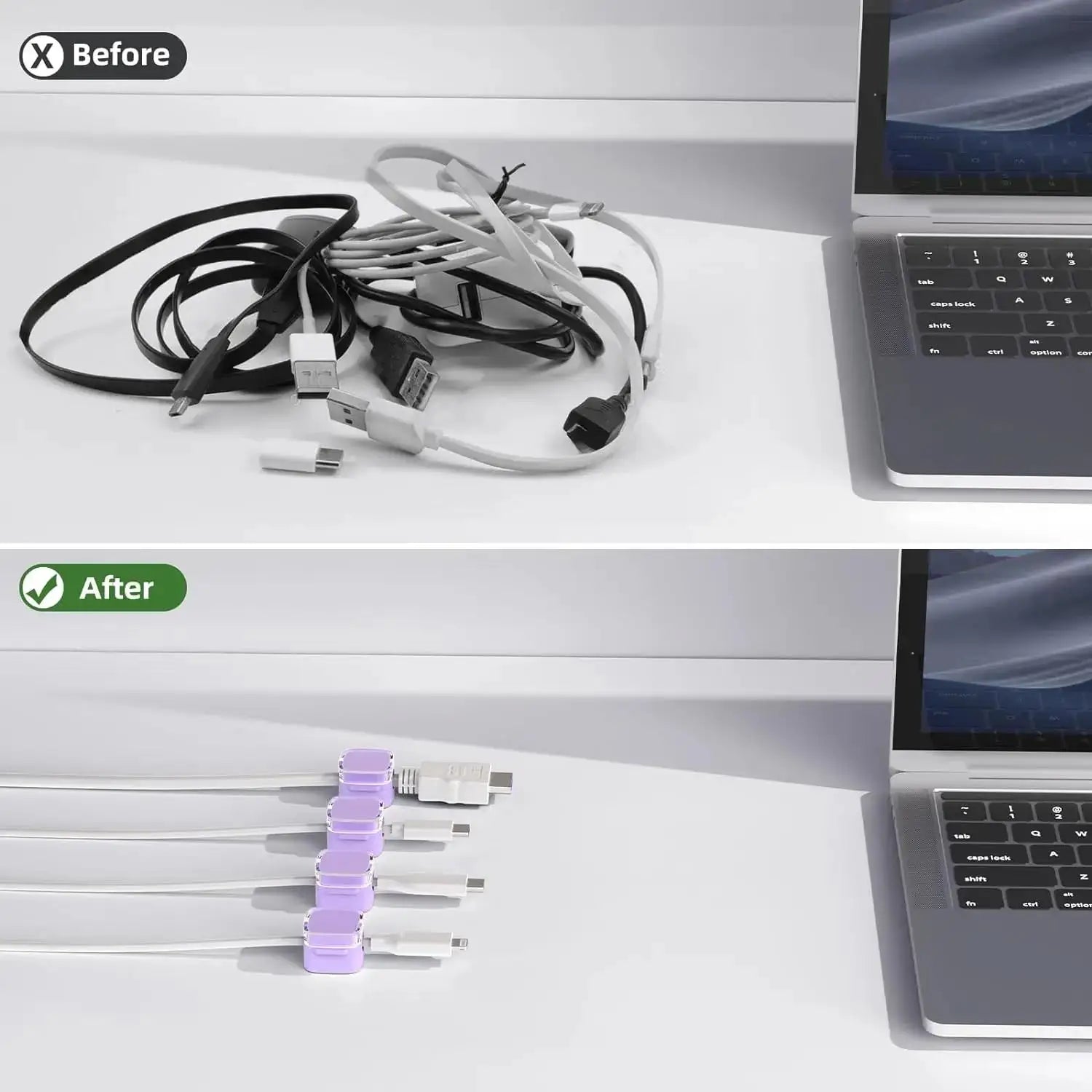 1/3/6 Pcs Magnetic Cable Organizer Cable Management Wire Keeper USB Data Cable Clips Winder Adjustable Cord Holder Under Desk