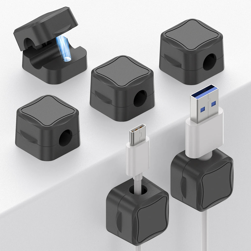 3/6/12 Pcs Magnetic Cable Clip Cord Holder Adhesive Wire Holder Keeper Organizer for Home Office Car Under Desk Cable Management
