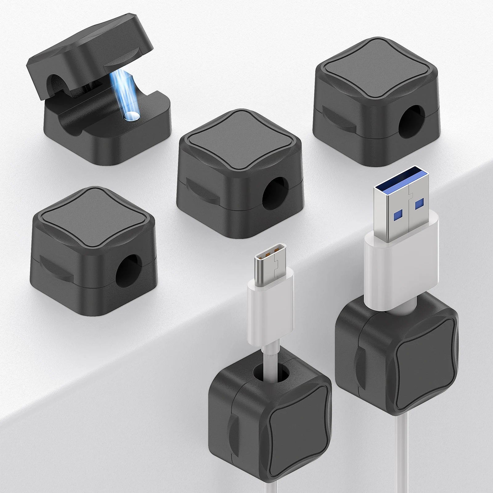 3/6/12 Pcs Magnetic Cable Clip Cord Holder Adhesive Wire Holder Keeper Organizer for Home Office Car Under Desk Cable Management