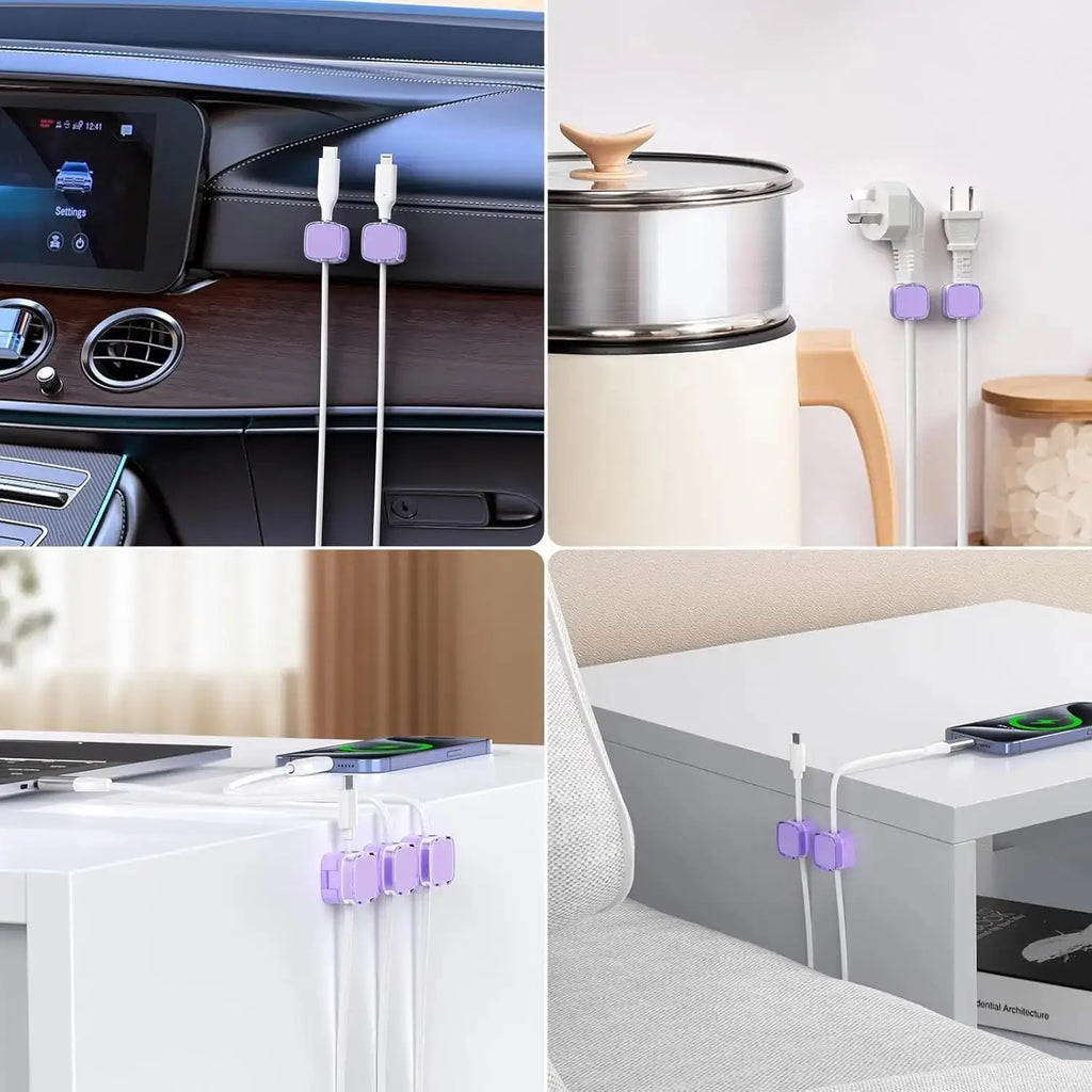 1/3/6 Pcs Magnetic Cable Organizer Cable Management Wire Keeper USB Data Cable Clips Winder Adjustable Cord Holder Under Desk
